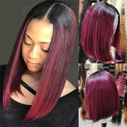 Short Straight Bob Wig – 1B to 99J Colored Human Hair