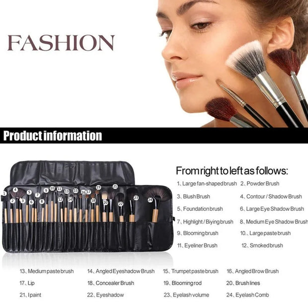 24-Piece Professional Makeup Brush Set with Gift Bag