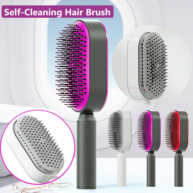 Self Cleaning Hair Brush with Scalp Massage