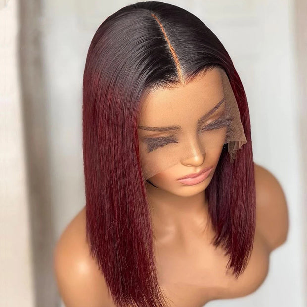 Short Straight Bob Wig – 1B to 99J Colored Human Hair
