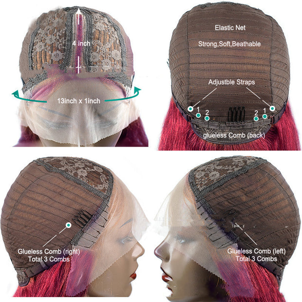 Short Straight Bob Wig – 1B to 99J Colored Human Hair